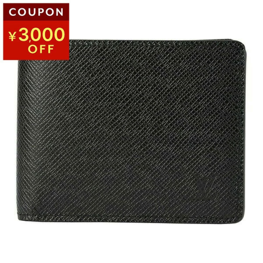Louis Vuitton Taiga Portefeuille Slender Bifold Wallet Leather Black